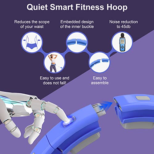 Weighted Workout Hoop for Adult Weight Loss - 50" Plus Size Silent Smart Waist Fitness Circle with Ball - Abs Exercise Equipment for Home Blue