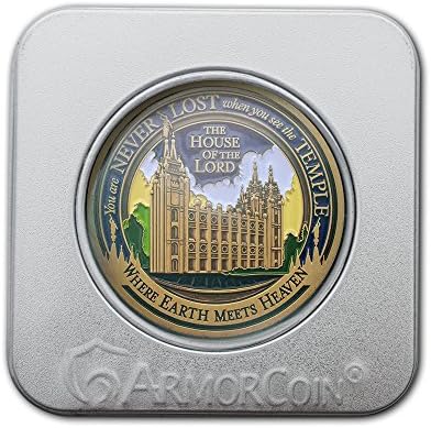 & Emblem - LDS Salt Lake City Temple Medallion with Deluxe Display Tin Box Plus Bonus polishing Cloth