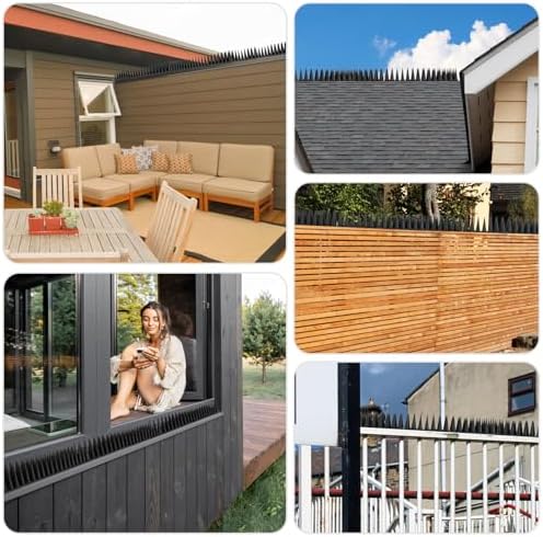 Bird Spikes, 40 Pack Pigeon Deterrent for Small Birds Raccoon Cats Defender for Outside to Keep Squirrel Away, Plastic Fence Spike for Railing and Roof-Black