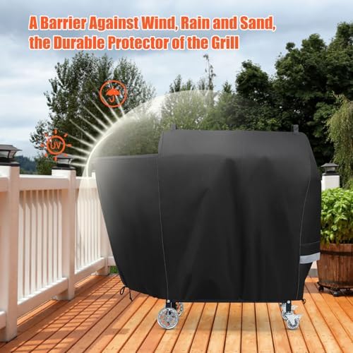 QuliMetal Grill Cover for Rec Tec RT-590, Recteq Deck Boss 590 Wood Pellet Grill - Heavy Duty Waterproof Fade Resistant Outdoor Smoker Cover with Elastic Drawstring for Recteq RT-590 Grill Accessories