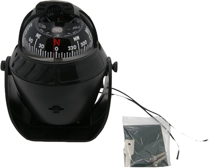 Electronic LED Light Marine Digital Compass Suitable for Car Boat and Truck Black White