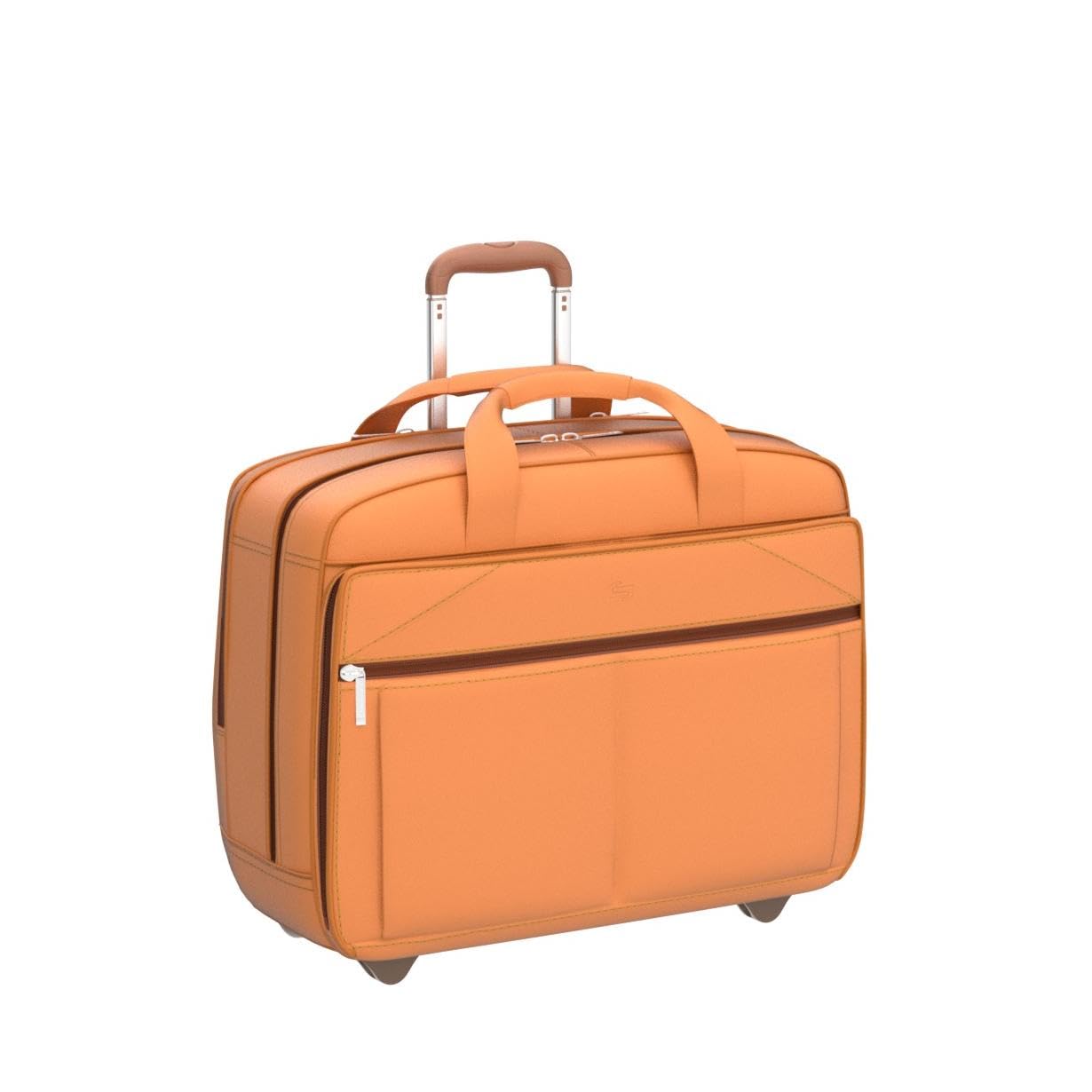Solo New York Leather Rolling Case with Wheels - Roller Laptop Bag, Wheeled Briefcase for Women & Men, Carry On Size for Travel, Fits 15.6" Computer - Walker, Tan