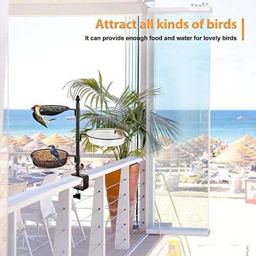 Balcony & Porch Deck Railing Bird Feeder - 3 Tray, Bath Spa, Great for Attracting Wild Bird