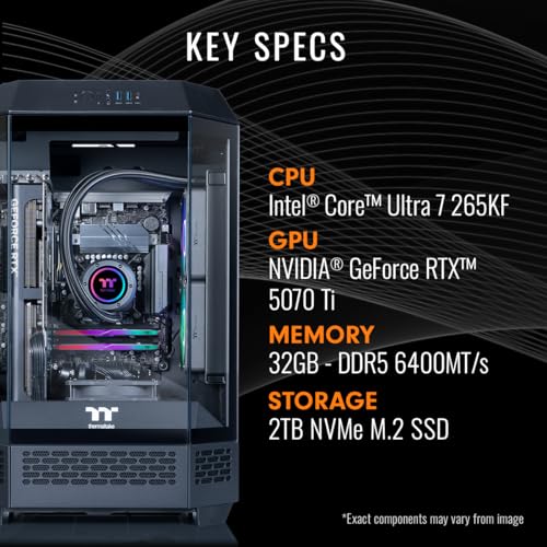 Thermaltake LCGS Reactor u2670T Gaming Desktop (Intel® Core™ Ultra 7 265KF, 32GB 6400MT/s DDR5 RGB Memory, NVIDIA GeForce® RTX 5070 Ti, 2TB NVMe M.2, WiFi, Windows 11) T3BK-B860-57T-LCS