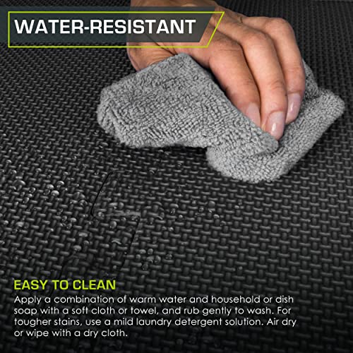 ProsourceFit Extra Thick Puzzle Exercise Mat , EVA Foam Interlocking Tiles for Protective, Cushioned Workout Flooring for Home and Gym Equipment, Black - 1 inch - 24 Sq Ft - 6 Tiles