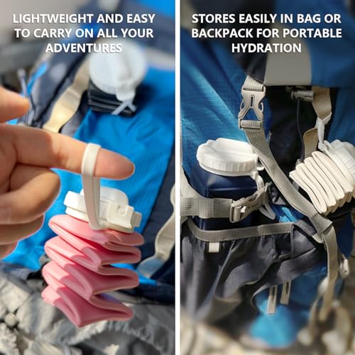 BEAUTAIL Collapsible Water Bottles 2 Pack, Silicone Foldable Portable Water Bottle 610ml, Lightweight Reusable Leakproof for Travel Camping Hiking Cycling Yoga Sports Outdoor (Dark Blue+Blue)