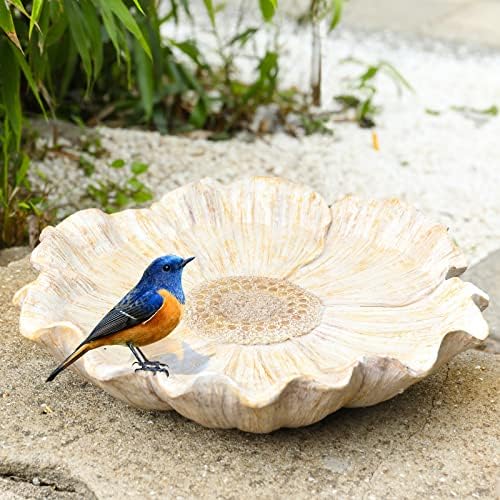 MUMTOP Bird Baths for Outdoors, Antique Outdoor Garden Bird Bath Resin Flower Birdbath Bowl for Outside Yard Table Decor