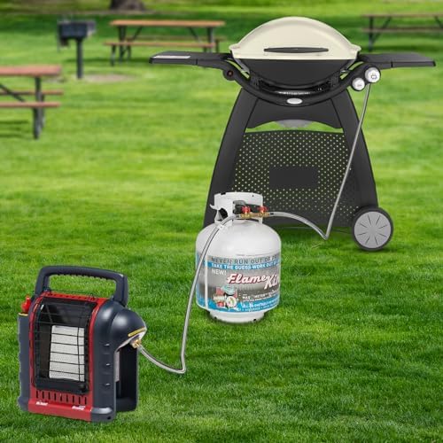 Stanbroil 5 Feet Stainless Braided Propane 2 Way Splitter Adapter Hose with Shut Off Valve Perfect for Camping, Heater, Grill, Stove