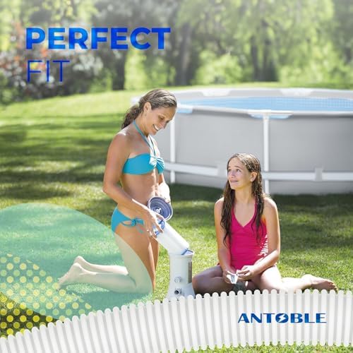ANTOBLE Pool Hose for Intex 1.25" Diameter Above Ground Pool Pump Hoses Replacement Accessory 59" Long 1-1/4 Swimming Pool Filter Pump Hoses 607 637 With 4 Metal Clamps, 2 Pack