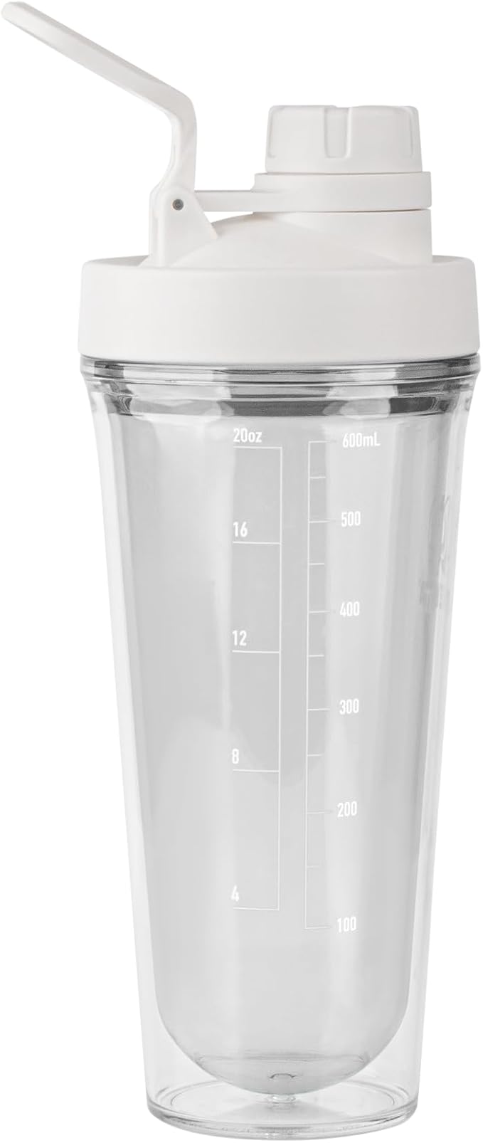 Takeya 24 oz Tritan Plastic Shaker Bottle - Premium BPA Free Protein Shakes Mixer, Leakproof Spout Lid, Shatterproof, Cloud White