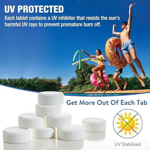Doheny’s 3-Inch Stabilized Chlorine Tablets | 99% Pure Tri-Chlor, 90% Available Chlorine | Long-Lasting, UV-Protected, Slow-Dissolving Pool Sanitizer | Individually Wrapped, Childproof 50lb Bucket