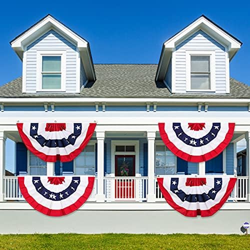 American Pleated Fan Flag,3 X1.5 Ft USA Patriotic Flag Bunting Half Fan Banner Decoration Indoor/Outdoor (4pcs)
