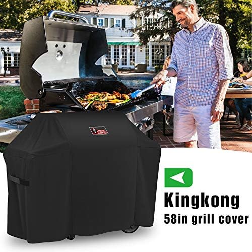 Grill Cover 7130 Premium Outdoor Cover for Weber Genesis II 3 Burner & Genesis 300 Series Grill and Genesis II LX 300 Series Gas Grill Including Stainless Steel Meat Fork, Spatula and Tongs