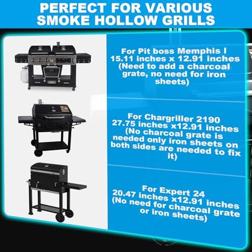 Stretchable 15-28 Inches Charcoal Tray Replacement Parts for Pit Boss Memphis I, Expert 24, Chargriller PS9900 2190, 6500, 6800, 8500 Grill Basket Pan for Smoke Hollow 47183T-21