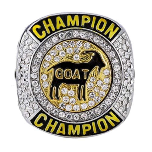 guancrown Goat Championship Rings Award Trophy Medal Greatest of All Time Gift for Tournament or League Champion Winner (just Ring, Size 10)