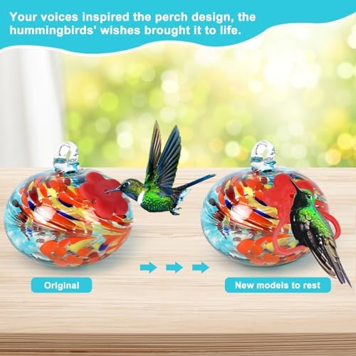 Charming Wind Chimes Hummingbird feeders for Outdoors Hanging ant and bee Proof,Never Leak,Perfect Hummingbird Gift for People(Blue)
