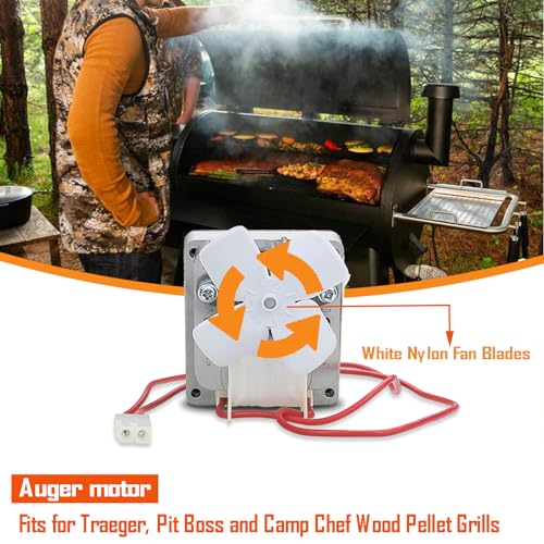 Upgraded Auger Motor Replacement for Traeger, Pit Boss Wood Pellet Grills, Pellet Grill Replacement Parts, Auger Drive Motor Kit for Camp Chef and Z Grills, 2.0 RPM, 110V, 60Hz, 2 Pole