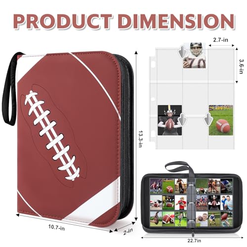 Mlikero 9-Pocket Football Card Binder, Trading Card Holder with Sleeves Card Collectors Album Hold Up to 720 Cards, Fit for Football Cards Baseball Cards Sport Trading Cards…
