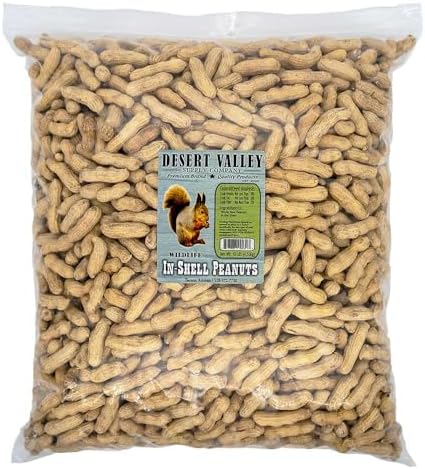 Desert Valley in Shell Peanuts, All Natural Premium Wild Bird and Wildlife Food for Squirrels, Chipmunks, Cardinals, Jays, Woodpeckers and More (10 Pounds)