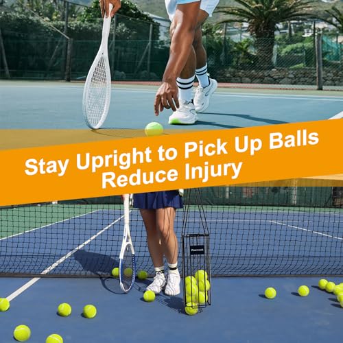 Poweruck Pickleball Tennis Ball Hopper Set, Pickleball Tennis Ball Basket Holder with 20 Outdoor Pickleball Balls,Perfect Court Equipment for Beginner