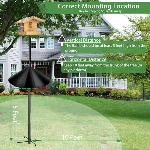 Squirrel Baffle for Bird Feeder Pole,16 inch Squirrel Guard Stopper for Outside Shepherd Hook,Black(2 Pack)
