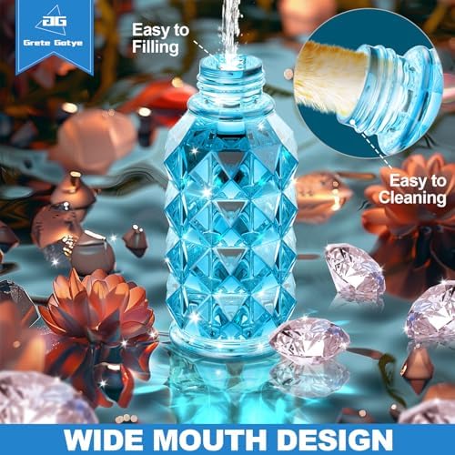 2 Pack Glass Hummingbird Feeders for Outdoors, 25 Ounces Wild Bird Nectar Feeder with Perch & 5 Flower Feeding Ports Leak Proof Hanging for Garden Backyard Decor, Gifts for Women Mom, Red & Blue