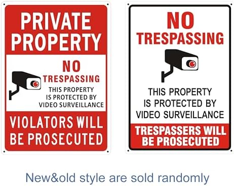(2 Pack) Large No Trespassing Signs Private Property, Violators Will Be Prosecuted,14"x10".04" Aluminum Reflective Metal Sign,Weather Resistant, Waterproof, Durable Ink, Easy to Mount
