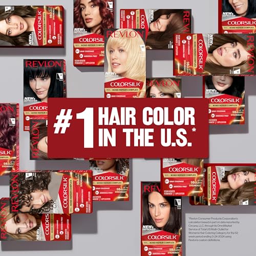 Revlon ColorSilk with Bond Repair Complex, Brown Permanent Hair Color, 100% Gray Coverage, Ammonia Free Hair Dye, Vegan Keratin, 41 Medium Brown (Pack of 3)