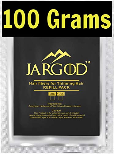 (JET BLACK) Hair Building Fibers 100 Gram - Refill Your Existing Fiber Bottle - Hair Fibers - Hair Loss Concealer For Thinning Hair by JARGOD