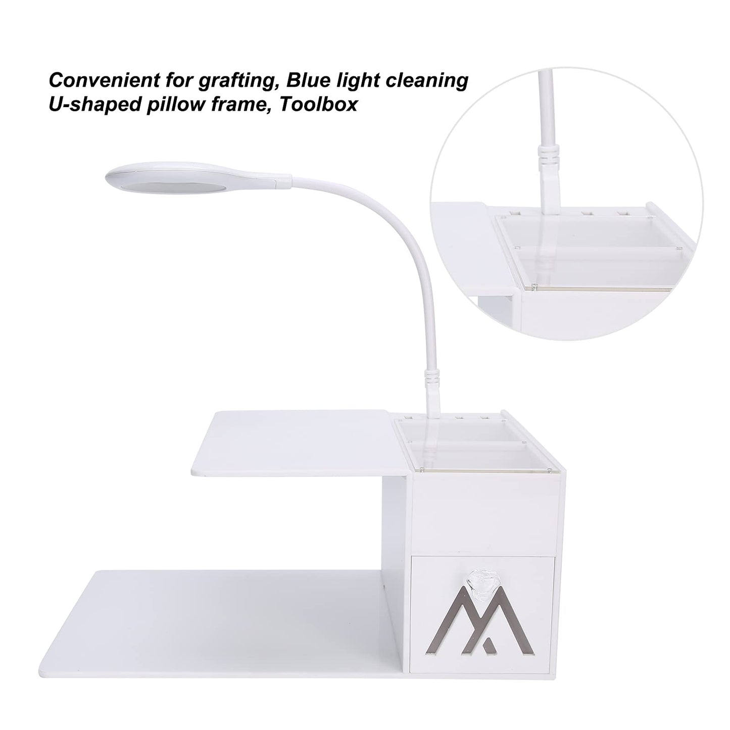 Akozon Eyelash Extension Neck Pillow Acrylic Grafting Soft Sponge Shelf Organizer Stand LED Light Set with Beauty Salon Pillow for Lash Eyelash Lash Curve Pillow Neck Contour Pillow