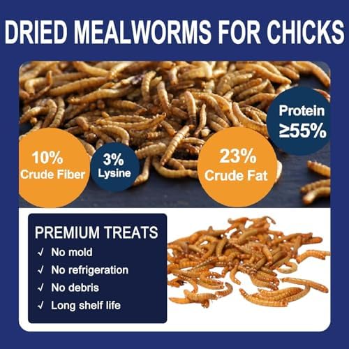 RANZ 8LBS Non-GMO Dried Mealworms for Chickens, High Protein Meal Worms, Premium Chicken Feed, Whole Large Mealworms for Blue Birds, Ducks, Fish
