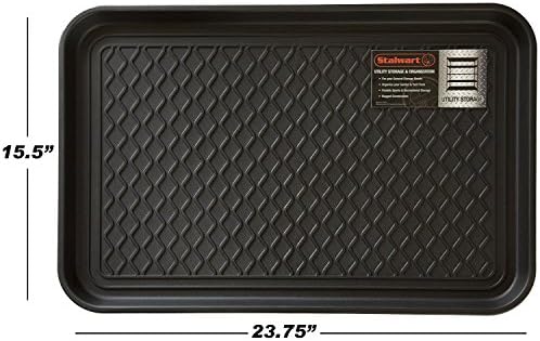 All-Weather Indoor/Outdoor Boot Tray - Weather-Resistant Hard Plastic Shoe Mat with Raised Edge for Entryways, Decks, and Patios by Stalwart (Black)