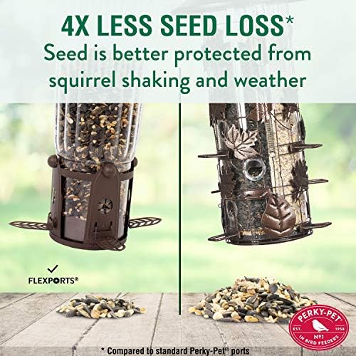 Perky-Pet 334-1SR Squirrel-Be-Gone Max Large Wild Bird Feeder with Flexports, Squirrel Proof Bird Feeder with Weight-Activated Perches - 4LB Seed Capacity