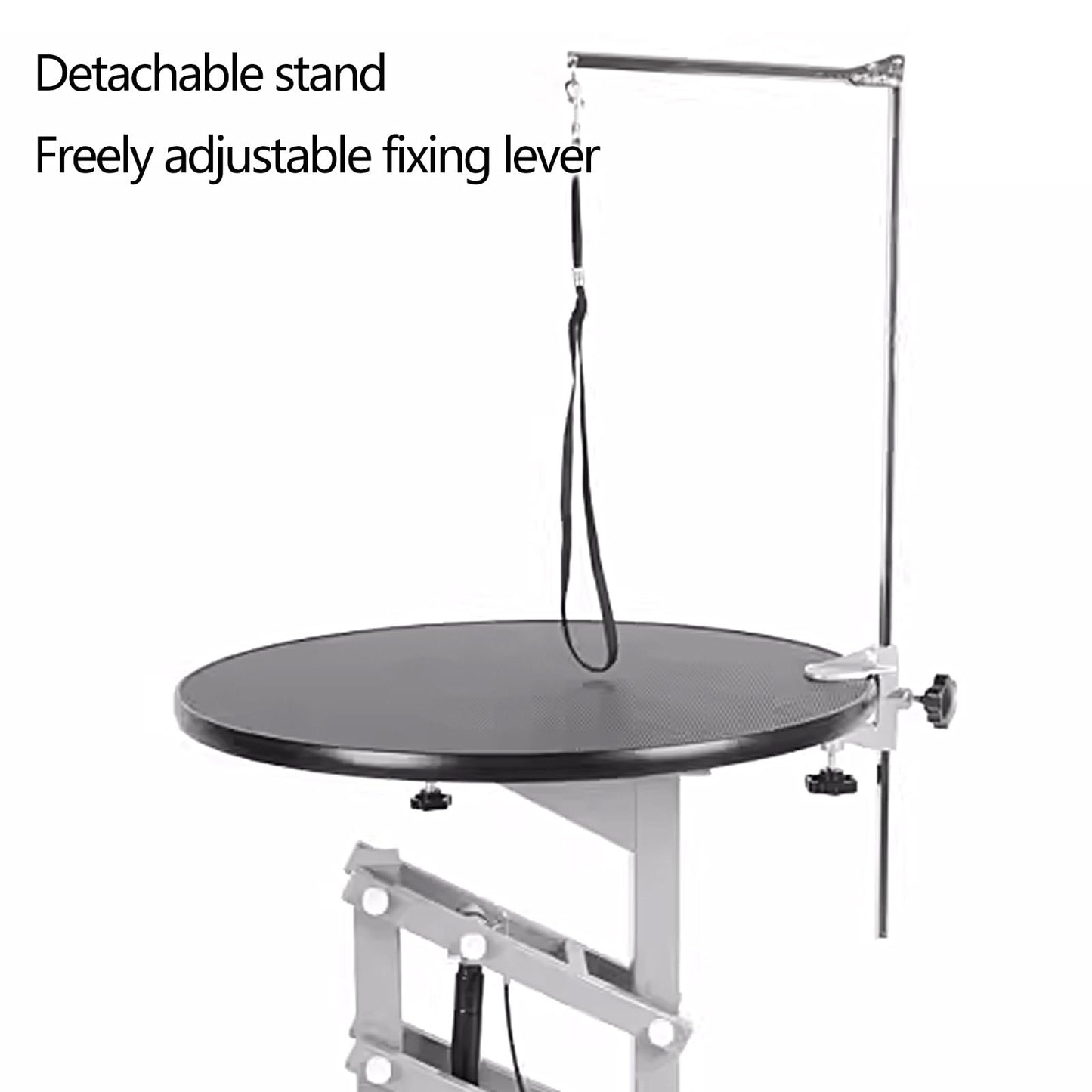 Rotatable Dog Washing Station Pneumatic Liftable Pet Grooming Table, Height Adjustable 70-100cm, MDF Top and Rubberized Surface for All Kinds of Pets(Gray)