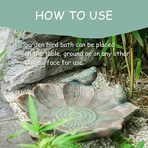 MUMTOP Bird Baths for Outdoors, Antique Outdoor Garden Bird Bath Resin Birdbath Bowl with Vintage Bird Ornament for Outside Yard Table Decor