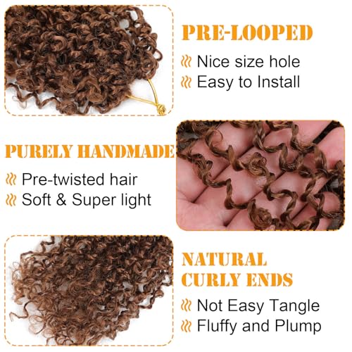 Aksice 8 Inch 8 Packs Yanky Twist Crochet Hair for Women Pre-looped Mini Twist Hair Bohemian Passion Twist Crochet Hair Boho Crochet Braids Synthetic (30#)