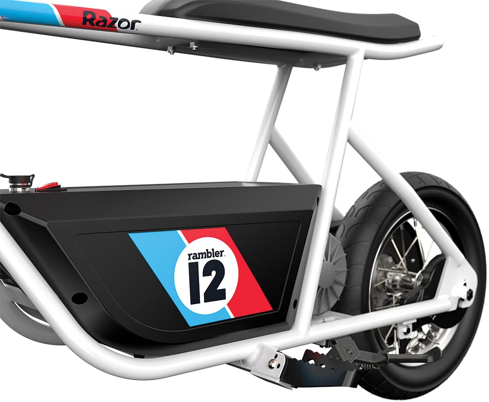 Razor Rambler 12 for Ages 13+ – 24V Electric Minibike with Retro Style, Up to 14 mph, Wide 12" Air- Filled Tires, High-Torque 250-watt Motor, Up to 40 Minutes Ride Time, for Riders up to 170 lbs