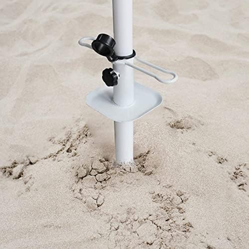 AMMSUN Beach Umbrella Sand Anchor Metal Heavy Duty Outdoor Umbrellas Base Ground Screw Auger with Carry Bag Universal & One Size Fits All for Sun Protection, Shade, High Winds White