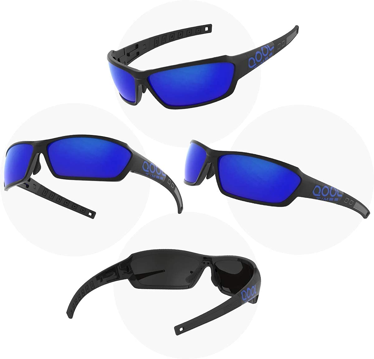 QOOL TIMES Living out your Polarized Men Fishing Black Sunglasses, Blue Lens Saltwater fishing, Sailing Boating Gifts Beach sunglasses