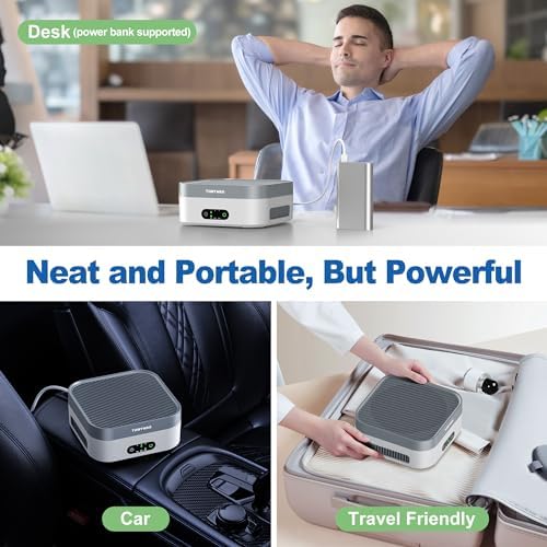 Air Purifier for Home – True HEPA Filter for Pets, Smoke & Allergies | 600 Sq Ft Coverage | Ultra-Quiet & Portable for Bedroom/Travel