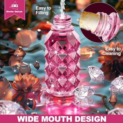 2 Pack Glass Hummingbird Feeders for Outdoors, 25 Ounces Wild Bird Nectar Feeder with Perch & 5 Flower Feeding Ports Leak Proof Hanging for Garden Backyard Decor, Gifts for Women Mom, Red & Pink