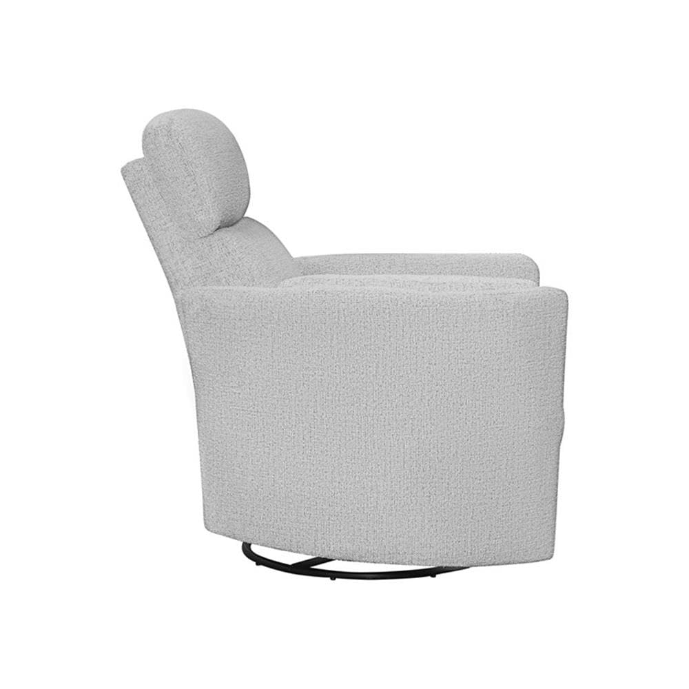Pemberly Row Manual Swivel Glider Recliner Chair in Angora Linen (Set of 2) with USB Charging Ports and 2 Comfort Pillows for Living Room