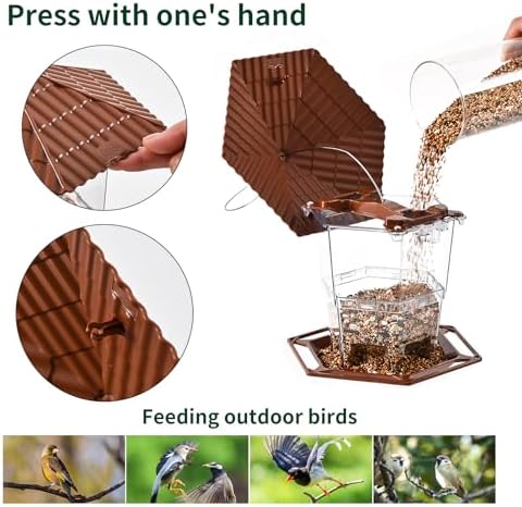 Bird Feeders for Outdoors Hanging Bird Feeder Wild Bird Seed, Brown 2 Pack B