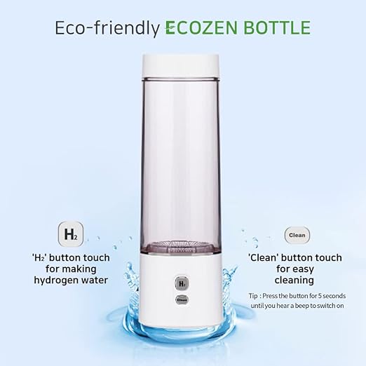 Advanced Portable Hydrogen-Rich Water Bottle, Platinum Titanium Electrode, Rechargeable 1,200mA Lithium-Ion Battery