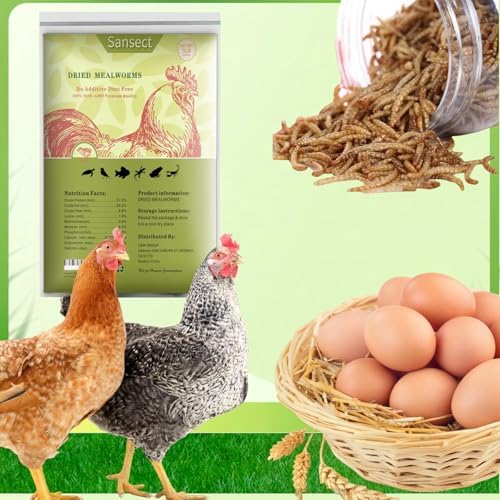 5LB Dried Mealworms, 100% Natural Non-GMO Dried Mealworms for Chickens, High Protein Chicken Feed Meal Worms for Chickens, Ducks, Turtles and Reptiles