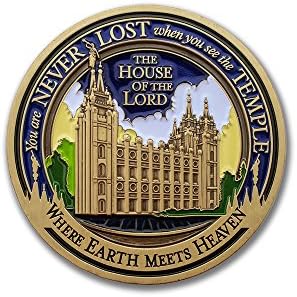 & Emblem - LDS Salt Lake City Temple Medallion with Deluxe Display Tin Box Plus Bonus polishing Cloth