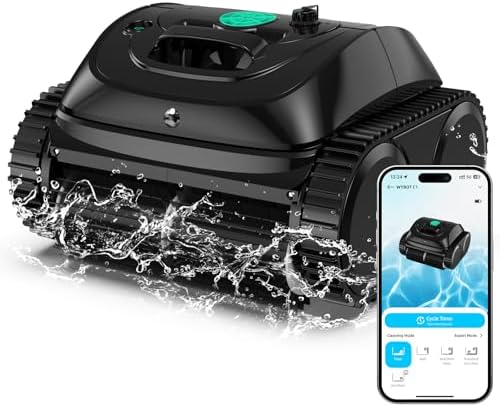(2025 Upgrade) WYBOT C1 Robotic Pool Vacuum for Inground Pools, Cordless Pool Cleaner, 4-in-1 Wall & Waterline Cleaning Up to 1,614Sq.ft, Smart Navigation, App Support