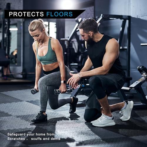 Holymus 1 in Thick 48 Sq Ft EVA Foam Exercise Gym Mats 12 Pcs - Interlocking Puzzle Floor Tiles for Home Gym Heavy Workout Equipment Flooring - 24 x 24in Tile, Black & Gray