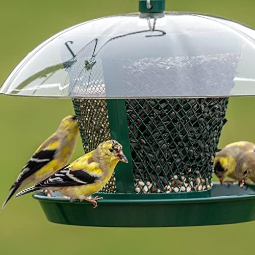 Kingsyard Bird Feeder for Outside, Dual-Use Metal Mesh Wild Bird Feeder with Weatherproof Dome Dual, 2.5 lbs Seed Capacity for Finch Cardinal