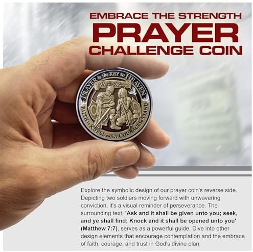 & Emblem - Prayer Challenge Coin: Faithful Armor of God, Spiritual Journey Keepsake, Antique Finish, Hand-Painted Colors, Inspirational Gift for Christians, Collectible Commemorative Token